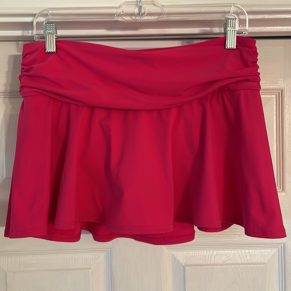 Lands End Swim Skirt Skort 10 Pink Stretch Lined Elastic Waist M BarbieCore - Picture 3 of 8